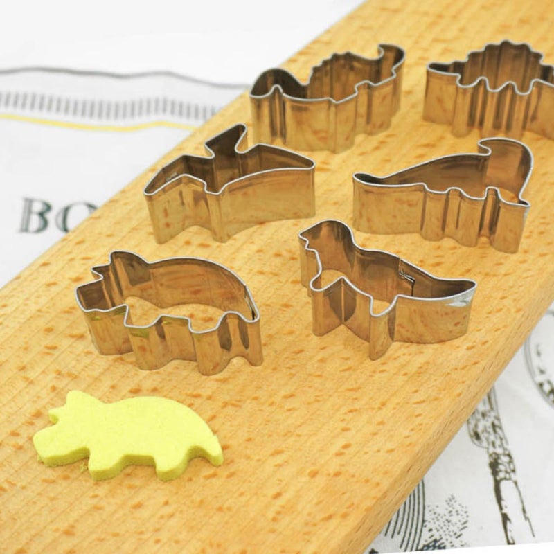 Stainless Steel Dinosaur Cookie Cutters 6pcs Set 2 Pack Baking Tools - Image 5