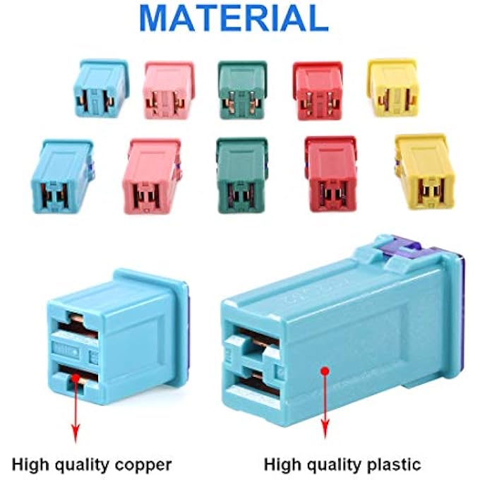 Glarks 10Pcs Automotive Low And Tall Profile Box Shaped Jcase Fuse 20A 30A 40A 50A 60A Fuse Assortment Kit - Image 5