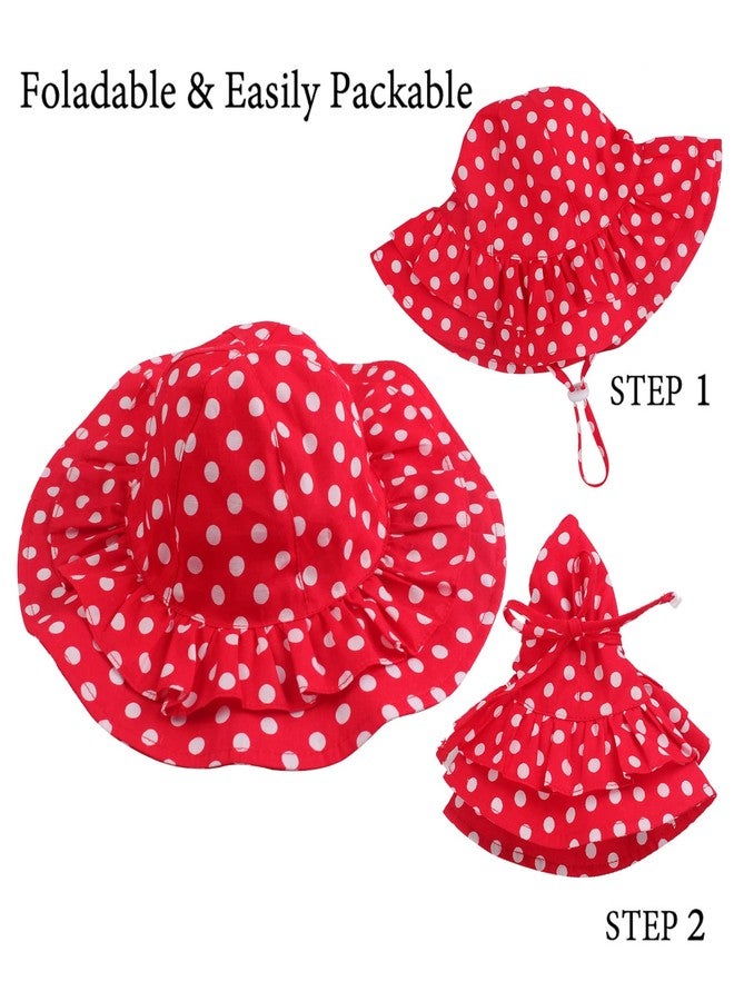 Zsedrut Baby Girls Sun Hat Summer Bucket Cap Adjustable for Growth, Stay-on, Wide Brim Toddler Beach Sun Hat 6M-4Years Old (Red, 18.9") - Image 5