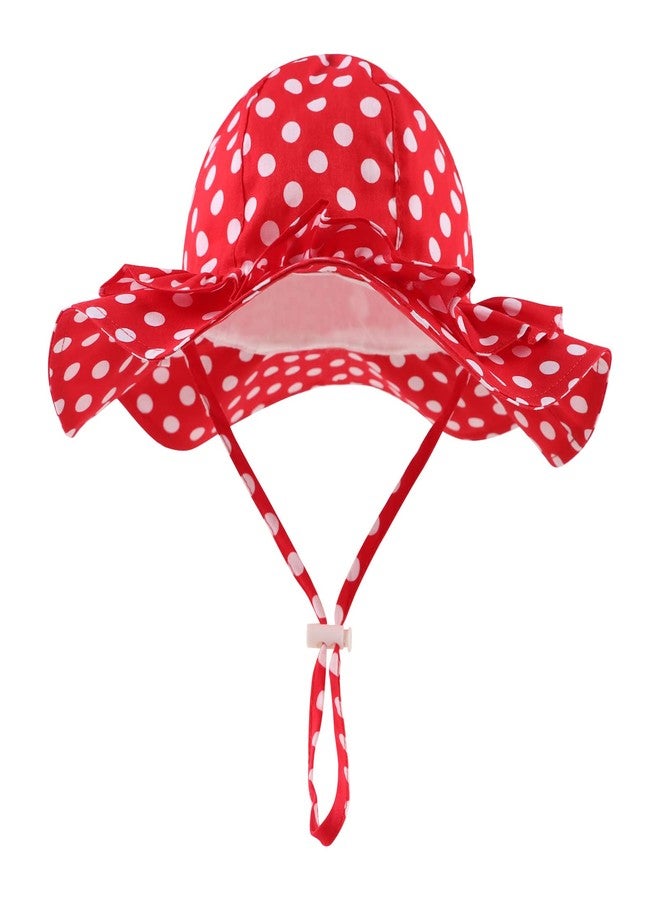 Zsedrut Baby Girls Sun Hat Summer Bucket Cap Adjustable for Growth, Stay-on, Wide Brim Toddler Beach Sun Hat 6M-4Years Old (Red, 18.9") - Image 2