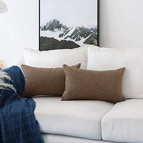 Khooti Rectangular Jute Cushion Cover, Throw Pillow Cover for Couches, Chairs, Sofas, Beds, Coffee Tables, Living Rooms, Bedrooms, Modern Boho Design, 12x18 | Brown | Set of 2 - Image 1