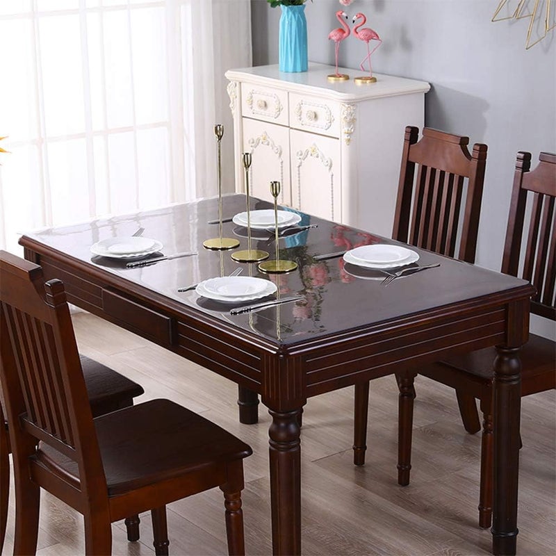 Hodmutst Kitchen Wood Grain Vinyl Tablecloth Cover 15 mm Thick 38 x 84 Inches Clear Dining Room Table Protector Eco Rectangular Plastic Desk Pad for Council Board Kitchen Countertop Buffet Table Waterproof - Image 3