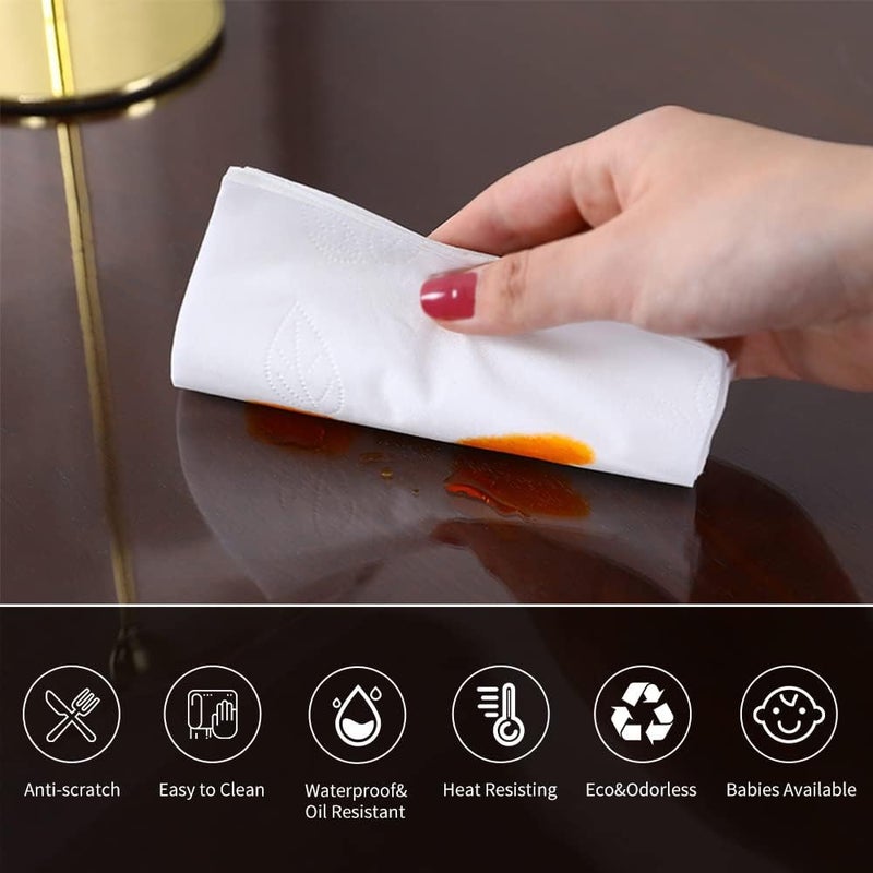 Hodmutst Kitchen Wood Grain Vinyl Tablecloth Cover 15 mm Thick 38 x 84 Inches Clear Dining Room Table Protector Eco Rectangular Plastic Desk Pad for Council Board Kitchen Countertop Buffet Table Waterproof - Image 4