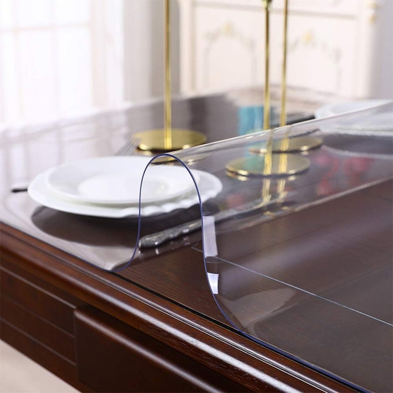Hodmutst Kitchen Wood Grain Vinyl Tablecloth Cover 15 mm Thick 38 x 84 Inches Clear Dining Room Table Protector Eco Rectangular Plastic Desk Pad for Council Board Kitchen Countertop Buffet Table Waterproof - Image 2