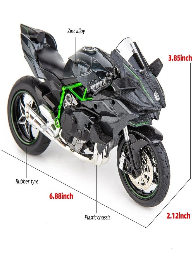 Mossio® Metal Body Compatible for 1:9 Kawasaki Ninja H2R Motorcycle DieCast Model, Suspension and Free Roller, Toy Car, Motorcycle Collection, Gift Black, Plastic;Metal - Image 2