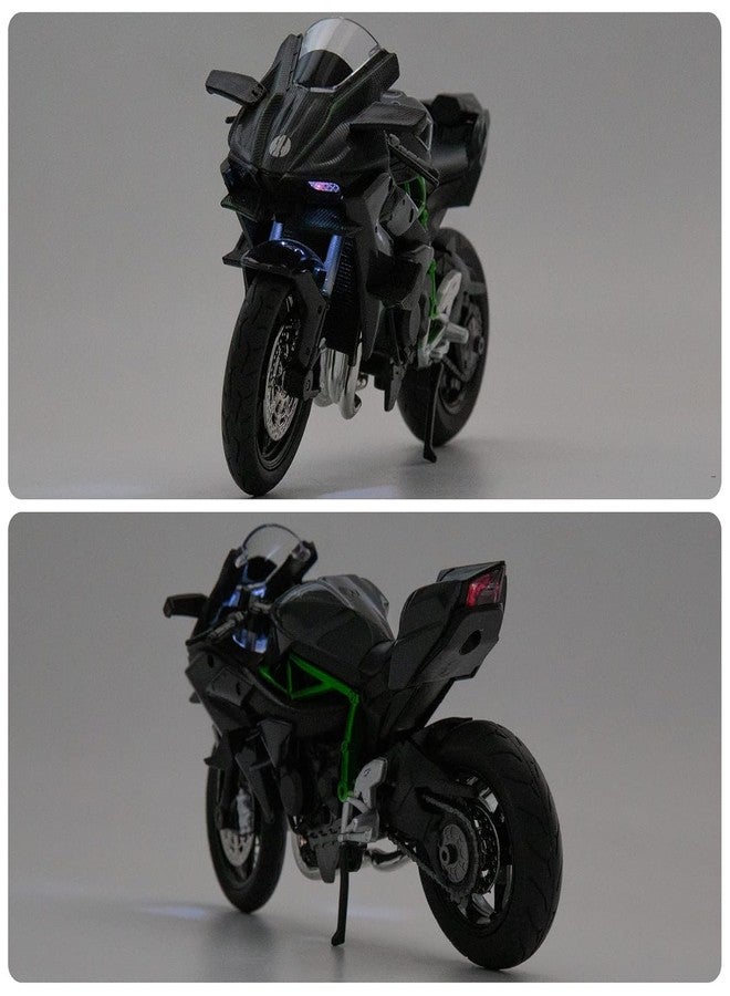 Mossio® Metal Body Compatible for 1:9 Kawasaki Ninja H2R Motorcycle DieCast Model, Suspension and Free Roller, Toy Car, Motorcycle Collection, Gift Black, Plastic;Metal - Image 4