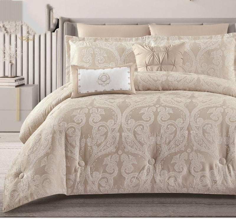 مفرش نفر صيفي منقوش ثقيل -لون بيج - Image 1