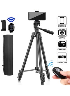 General Extendable Travel Video Tripod Stand for Phone and Camera with Bluetooth Remote Shutter and Phone Clip, Compatible with iPhone  Android Phone  - Image 1