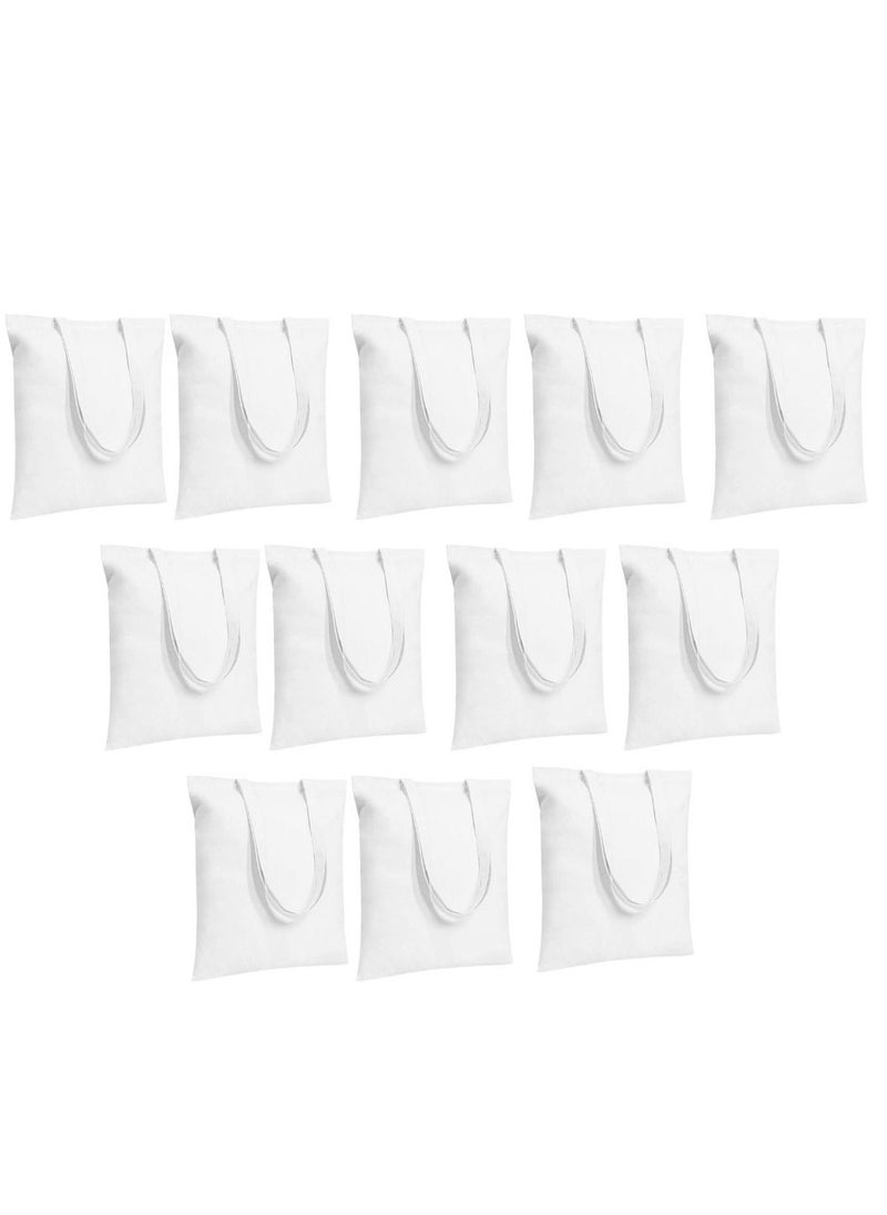 Eco-neutral - 12-Piece Eco-Neutral Cotton Tote Bag Bulk/Wholesale White Cotton For DIY Crafts Gift And Wedding Birthday Shopping Or Reusable Grocery Bag - Image 1