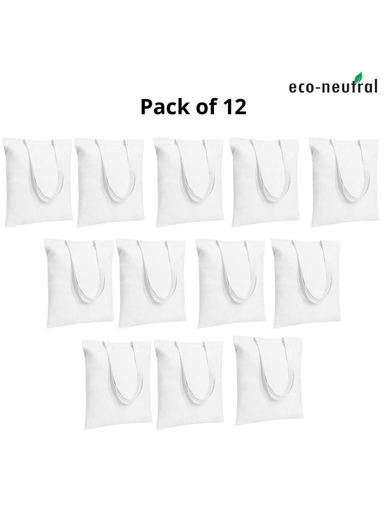 Eco-neutral - 12-Piece Eco-Neutral Cotton Tote Bag Bulk/Wholesale White Cotton For DIY Crafts Gift And Wedding Birthday Shopping Or Reusable Grocery Bag - Image 1