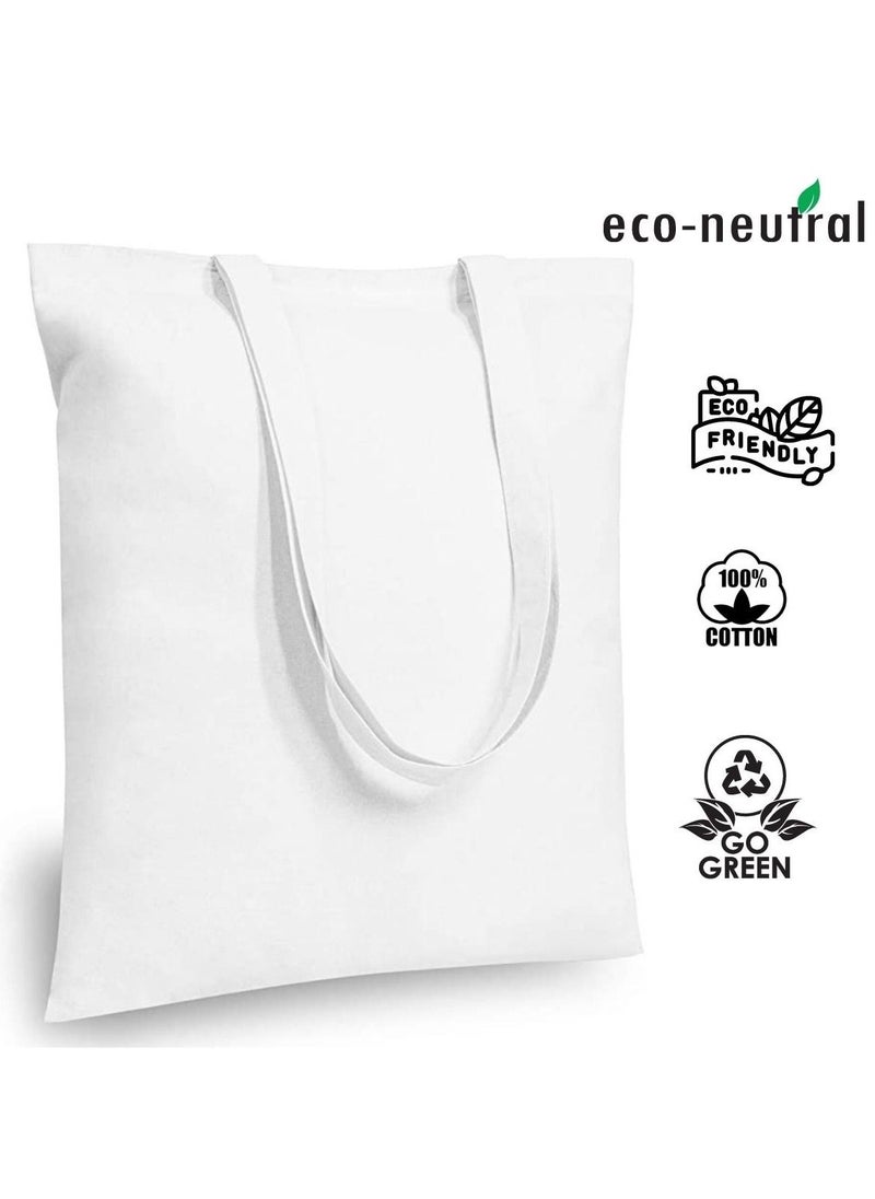 Eco-neutral - 12-Piece Eco-Neutral Cotton Tote Bag Bulk/Wholesale White Cotton For DIY Crafts Gift And Wedding Birthday Shopping Or Reusable Grocery Bag - Image 1