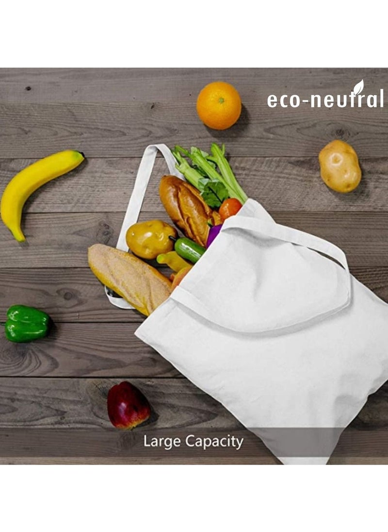 Eco-neutral - 12-Piece Eco-Neutral Cotton Tote Bag Bulk/Wholesale White Cotton For DIY Crafts Gift And Wedding Birthday Shopping Or Reusable Grocery Bag - Image 1