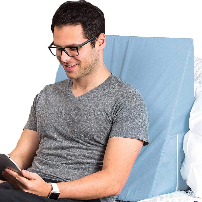 DMI DMI Bed Wedge Pillow and Triangle Wedge with Elevated Incline for Neck Pain Headaches Reflux Shoulders Back Pain Foot Support Knee Pain or Restless Leg Syndrome 24x24x12 inches Blue 
