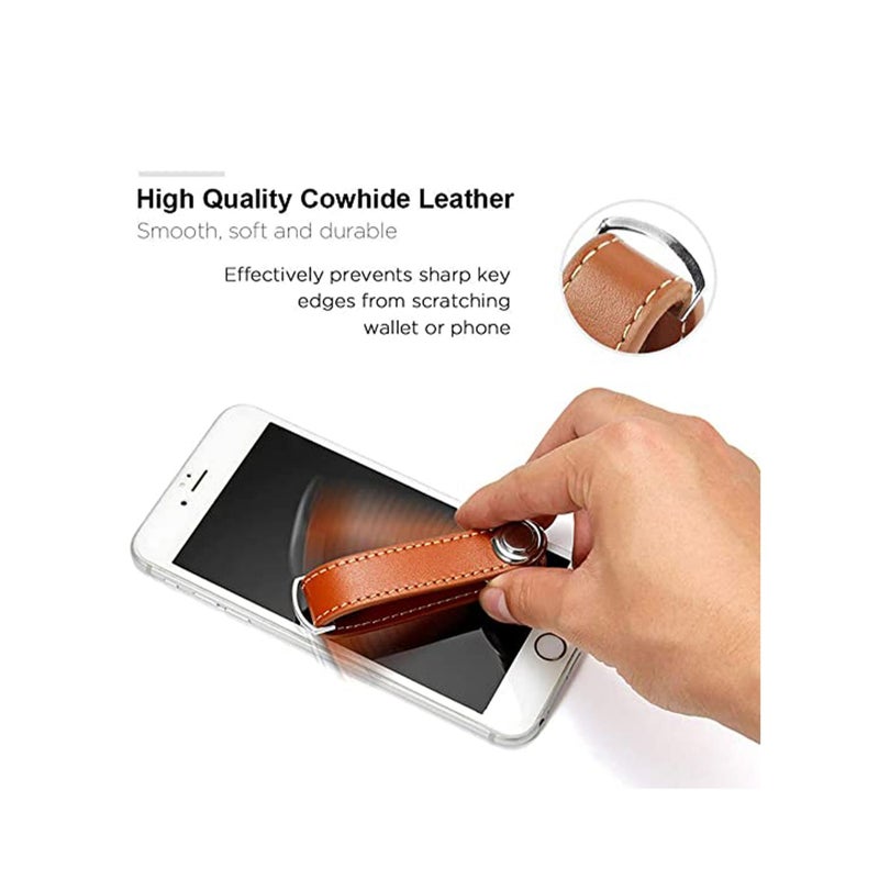 SOLARAE Smart Key Organizer Compact Key Holder Leather Keychain Folding Pocket Key Holder Chain - Image 2