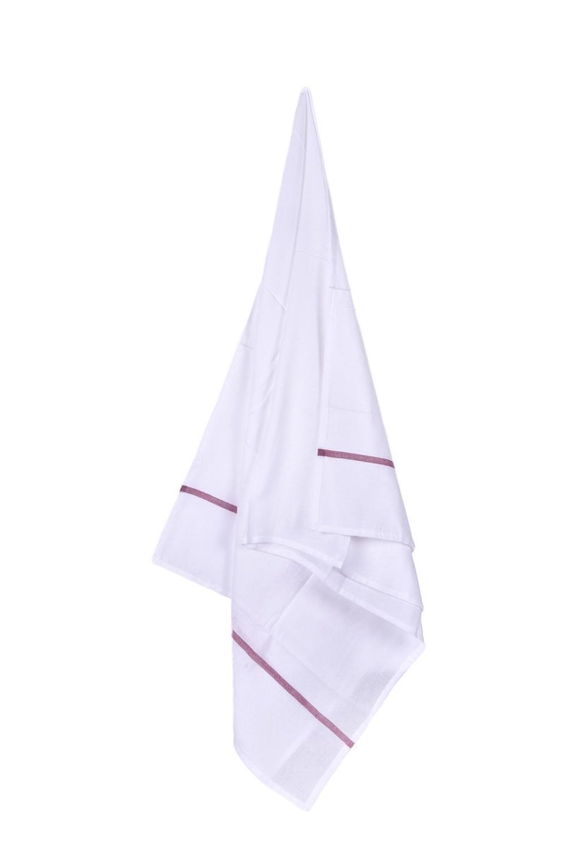looms & weaves - 5 White Bath Towels - Big Towel (60" X 30 ") (Highly Water Absorbent, Super Soft, Easy to Dry & Very Thin) (Any 5 Borders as per Availability) - Image 3
