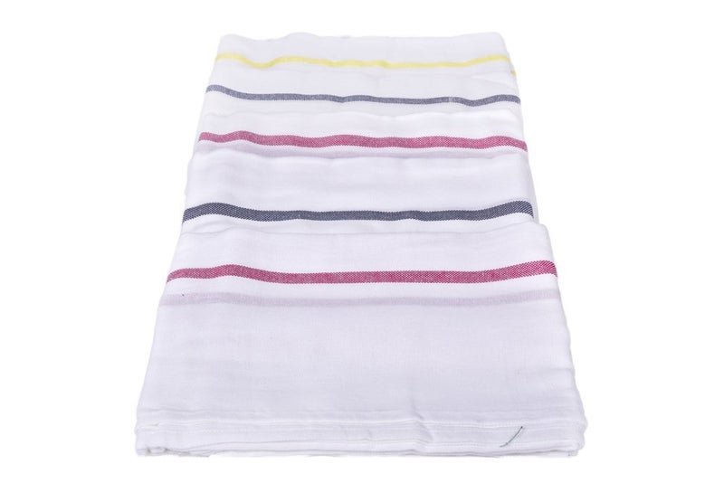 looms & weaves - 5 White Bath Towels - Big Towel (60" X 30 ") (Highly Water Absorbent, Super Soft, Easy to Dry & Very Thin) (Any 5 Borders as per Availability) - Image 4