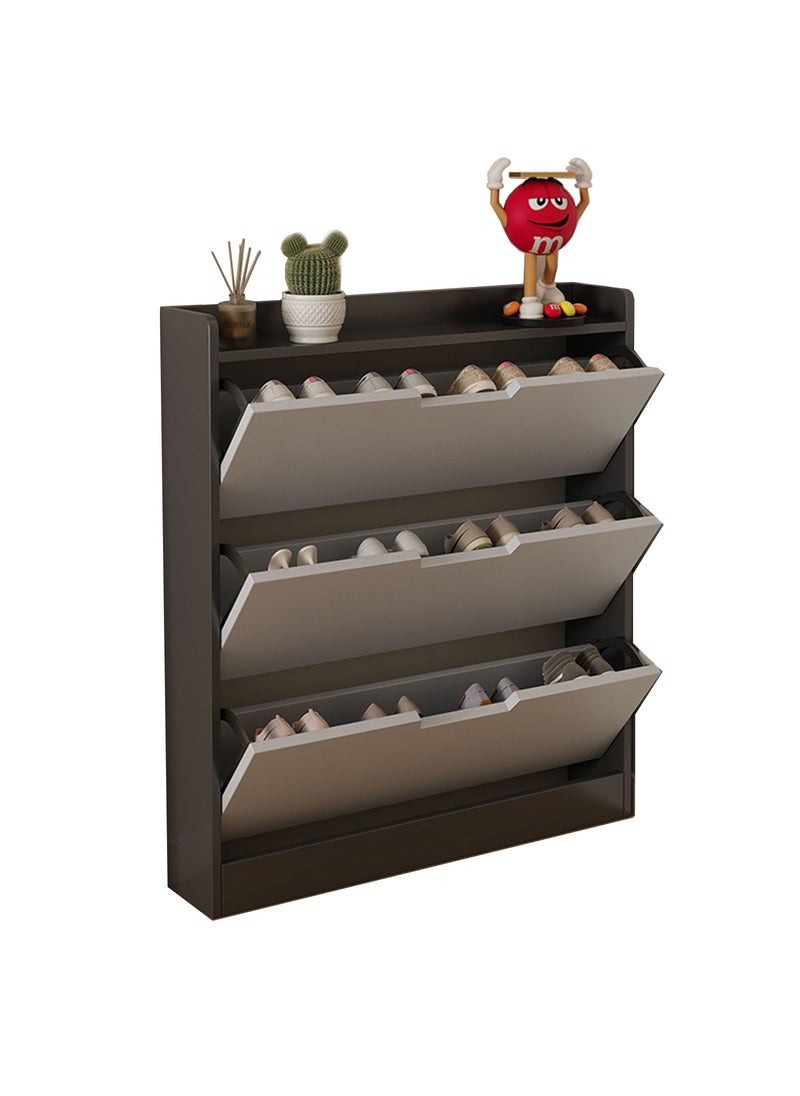 Hihonor 50cm Single Tier Entryway Shoe Cabinet with Three Flaps Grey Shoe Cabinet, Entryway Slim Hidden Shoe Cabinet, Freestanding Shoe Rack Cabinet for Bedroom, Living Room, Entryway, Silver Grey  - Image 1