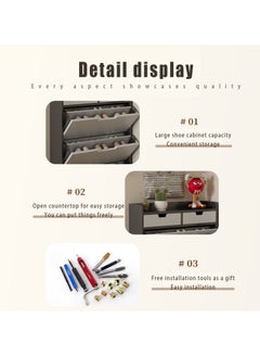 Hihonor 50cm Single Tier Entryway Shoe Cabinet with Three Flaps Grey Shoe Cabinet, Entryway Slim Hidden Shoe Cabinet, Freestanding Shoe Rack Cabinet for Bedroom, Living Room, Entryway, Silver Grey  - Image 4