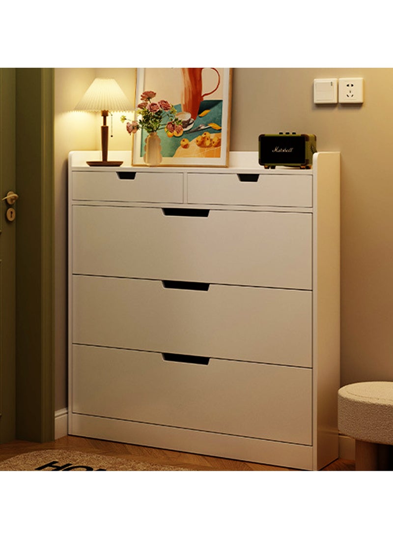 Hihonor 50cm Single Tier Entryway Shoe Cabinet with Three Flaps Grey Shoe Cabinet, Entryway Slim Hidden Shoe Cabinet, Freestanding Shoe Rack Cabinet for Bedroom, Living Room, Entryway, Silver Grey  - Image 2