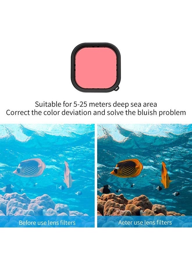 تيليسن حافظة TELESIN مقاومة للماء مع مرشح غوص مكون من 3 عبوات لـ GoPro Hero 12 Hero 11 Hero 10 Hero 9 باللون الأسود يدعم 60 مترًا / 196 قدمًا تحت الماء والغطس العميق مع فلتر أرجواني أحمر Go Pro  - Image 4