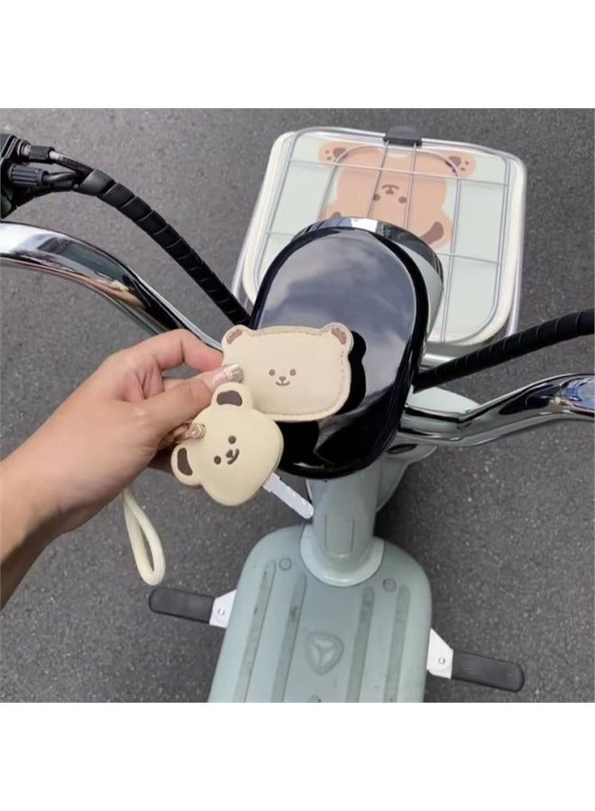 Electric Car Key Protective Cover Access Card Cover Cute Cartoon Bear Key Cover Card Cover Suitable For Yadi Emma-Color:Bear Card Holder + Lanyard + Key Cover (screwdriver Included)-Specifications:Standard  - Image 4