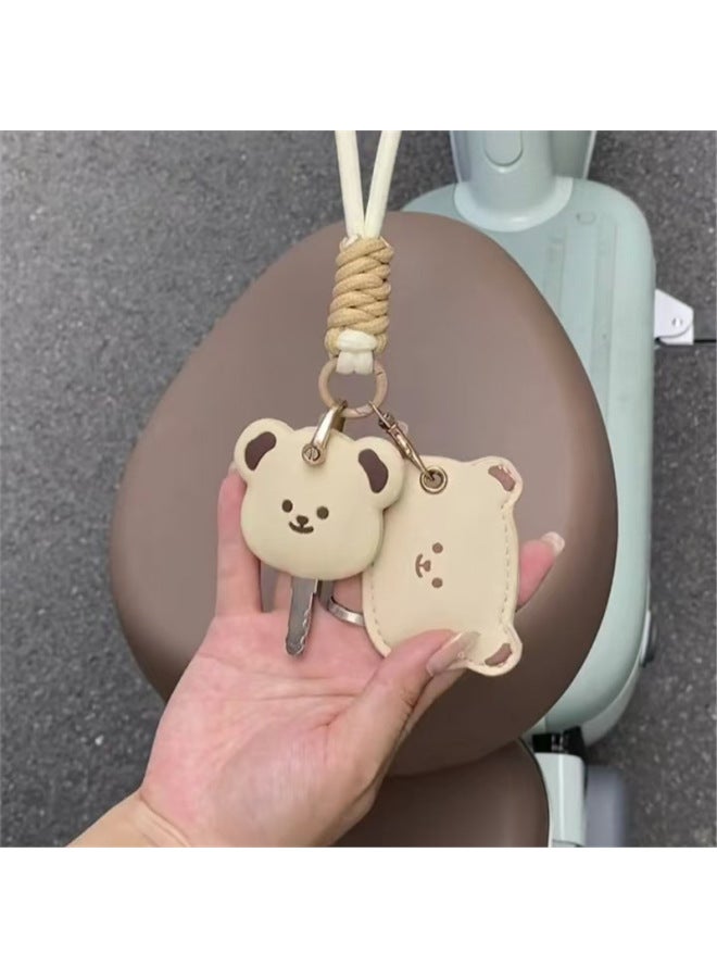 Electric Car Key Protective Cover Access Card Cover Cute Cartoon Bear Key Cover Card Cover Suitable For Yadi Emma-Color:Bear Card Holder + Lanyard + Key Cover (screwdriver Included)-Specifications:Standard  - Image 5