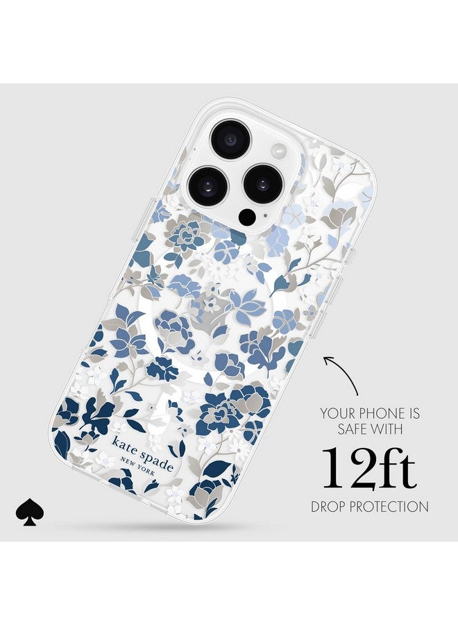 Kate Spade New York kate spade new york iPhone 16 Pro Case - Compatible with MagSafe - Designer Phone Case - Flowerbed Blue Gems  - Image 3
