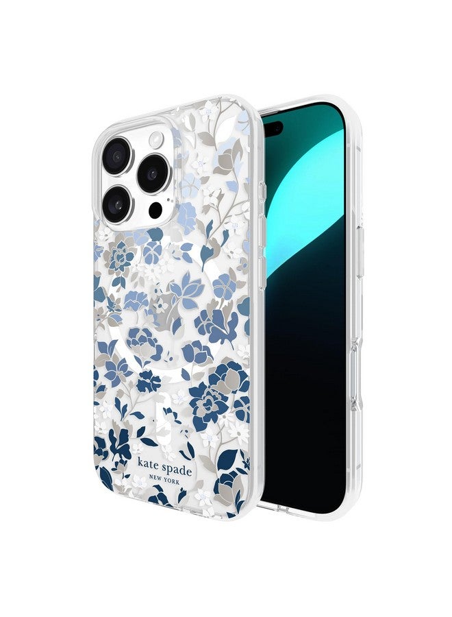 Kate Spade New York kate spade new york iPhone 16 Pro Case - Compatible with MagSafe - Designer Phone Case - Flowerbed Blue Gems  - Image 1
