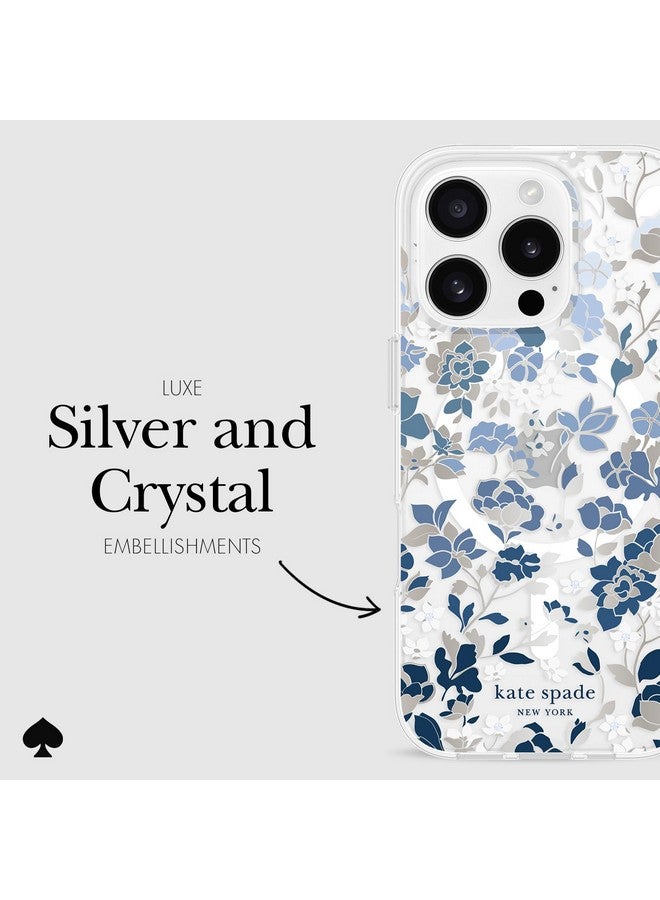 Kate Spade New York kate spade new york iPhone 16 Pro Case - Compatible with MagSafe - Designer Phone Case - Flowerbed Blue Gems  - Image 5