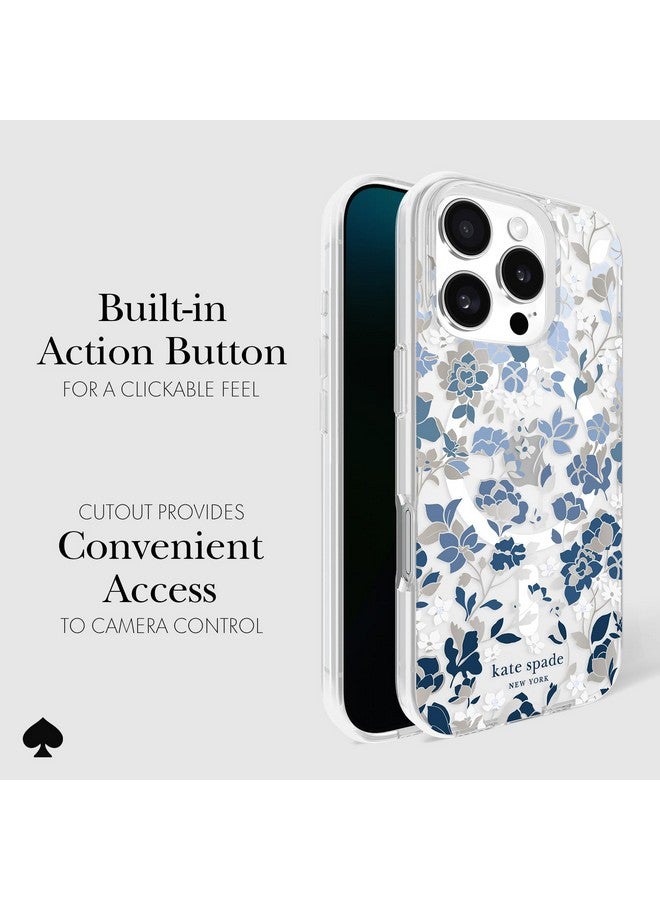 Kate Spade New York kate spade new york iPhone 16 Pro Case - Compatible with MagSafe - Designer Phone Case - Flowerbed Blue Gems  - Image 4