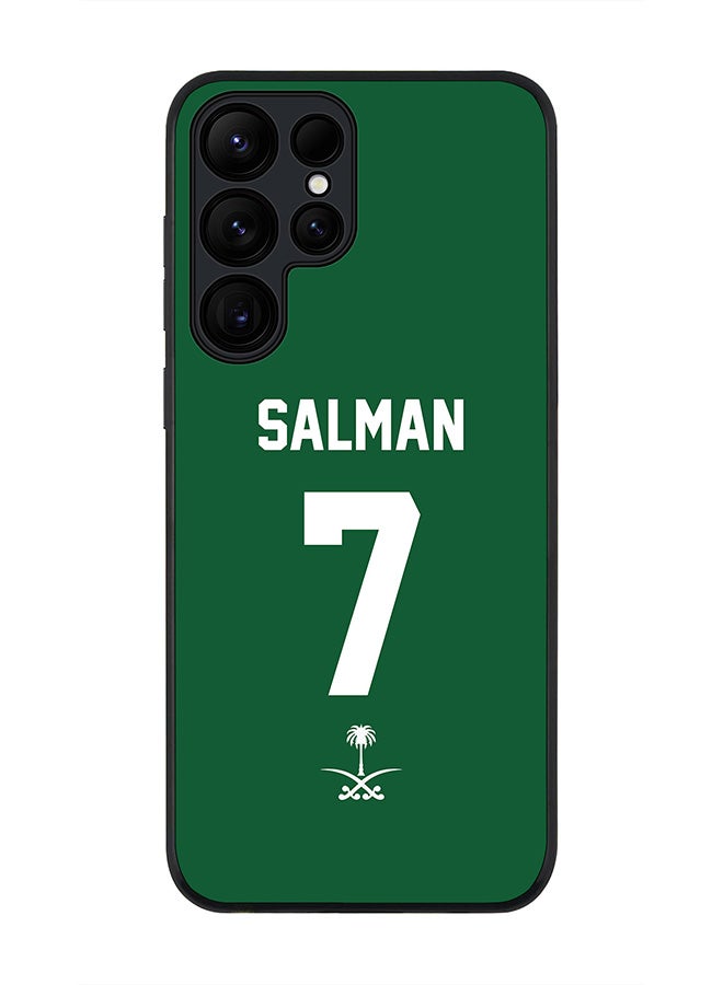 Stylizedd Rugged Black edge case for Samsung Galaxy S24 Ultra, Slim fit Thin Cover- Football Team-Saudi Arabia, Player Name-Salman - Image 1
