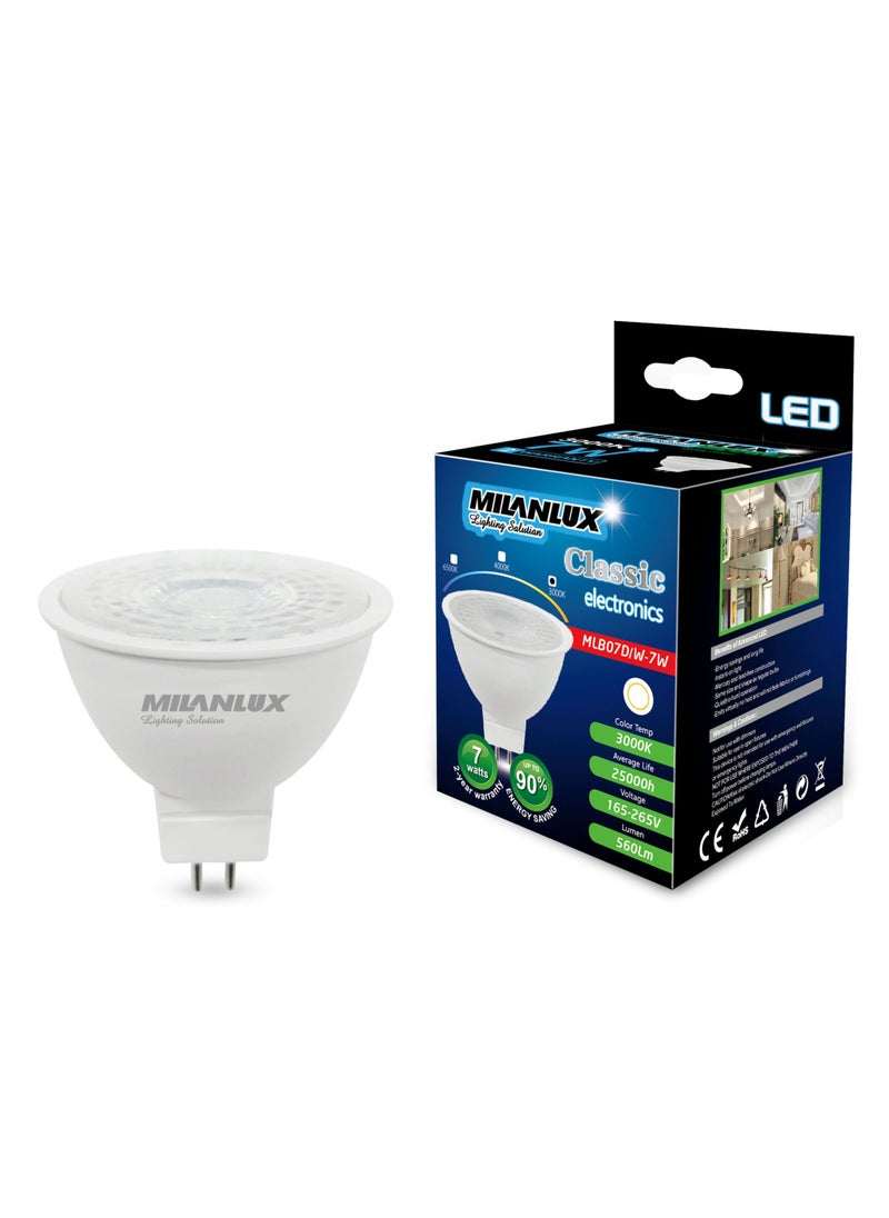 MILANLUX Milanlux Led Bulb, Non-Dimmable , 560 Lumen, Warm White (3000), 7W = 45W, MR16, GU5.3 Base,  - Image 3
