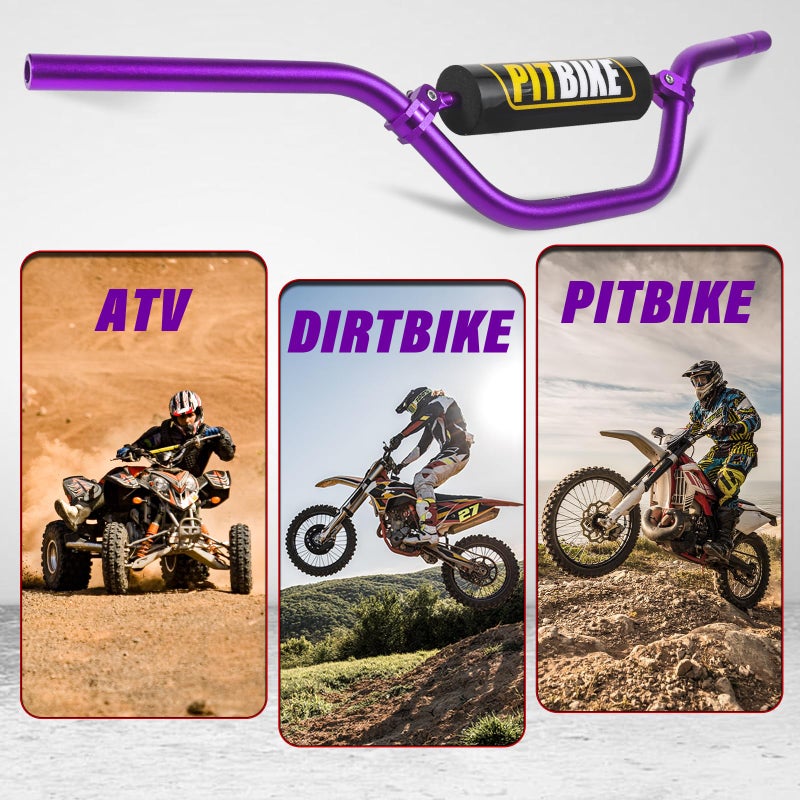 DAYIMADE 7/8" Pit Bike Handlebars with Foam Pad â€“ Motorcycle Handlebars for CRF YZF KXF KLX RMZ DRZ Dirt Bikes, ATV, Quad, E-Bike Mods,T6 Aluminum 7/8 Motorcycle Handlebar Upgrade (Purple) - Image 3