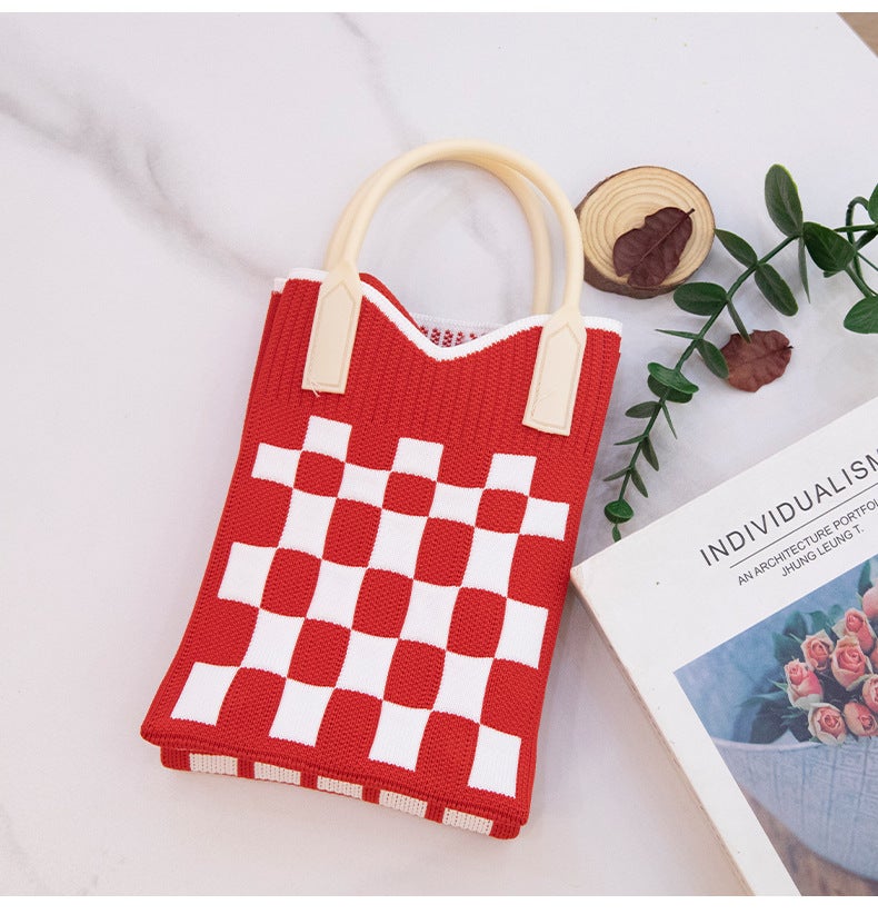 Small Flower Shoulder Bag 2024 Portable Simple Travel Collocation Knitted Handbag Student Casual Bag Large Capacity Mobile Phone - Image 1
