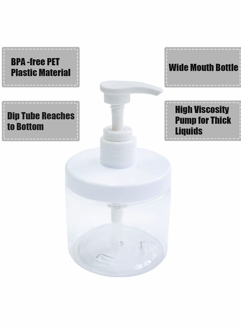 Excefore Plastic Pump Bottles, 2 Pcs  Refillable Pump Bottle Dispenser, 500ml/17oz Hand Gel Dispenser  - Image 3
