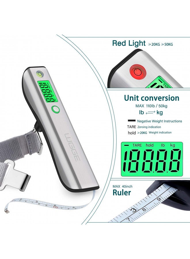 WGGE Digital Luggage Scale, WGGE Travel Luggage Weight Scale, Max 110lbs/50kg Baggage Scale with Backlit LCD Display  - Image 2