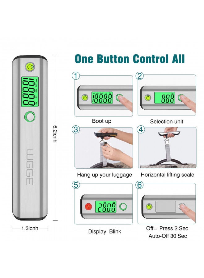 WGGE Digital Luggage Scale, WGGE Travel Luggage Weight Scale, Max 110lbs/50kg Baggage Scale with Backlit LCD Display  - Image 3
