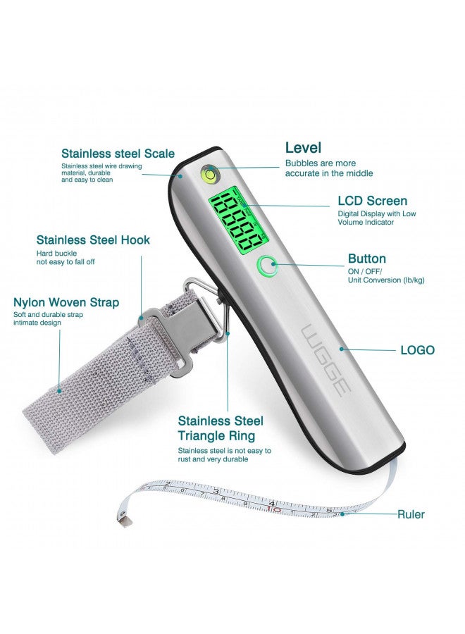 WGGE Digital Luggage Scale, WGGE Travel Luggage Weight Scale, Max 110lbs/50kg Baggage Scale with Backlit LCD Display  - Image 1