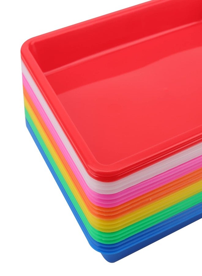LEXININ 21 Pack 7 Colors Plastic Art Trays, 10.8 x 8.3 Inch Plastic Serving Trays, Multicolor Organizer Trays Plastic Crafts Tray for Kitchens, Bathrooms - Image 3