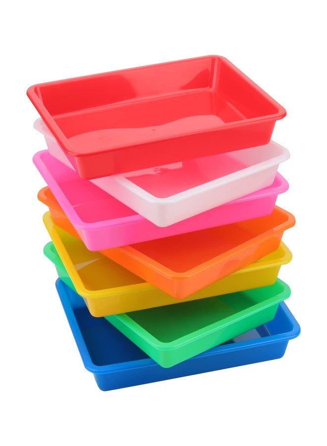 LEXININ 21 Pack 7 Colors Plastic Art Trays, 10.8 x 8.3 Inch Plastic Serving Trays, Multicolor Organizer Trays Plastic Crafts Tray for Kitchens, Bathrooms - Image 5