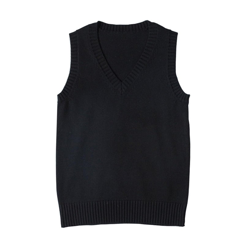 ZUEVI Women's Sweater Vest Classic V Neck Uniform Pullover Knitwear Tops Sleeveless Knitted Sweaters Vests(Black-S) - Image 1
