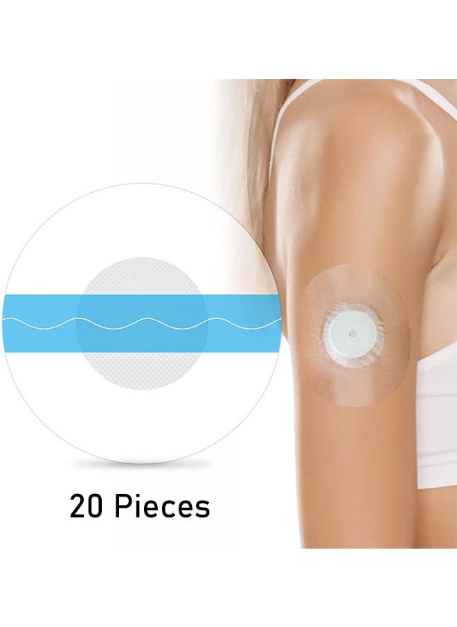Generic 20 Pieces Waterproof Sensor Covers for Freestyle Libre1/2/3 Sweatproof CGM Sensors Adhesive Clear Film Patches, Sensors Adhesive Patches, Sport Sensor Covers, Blue  - Image 1