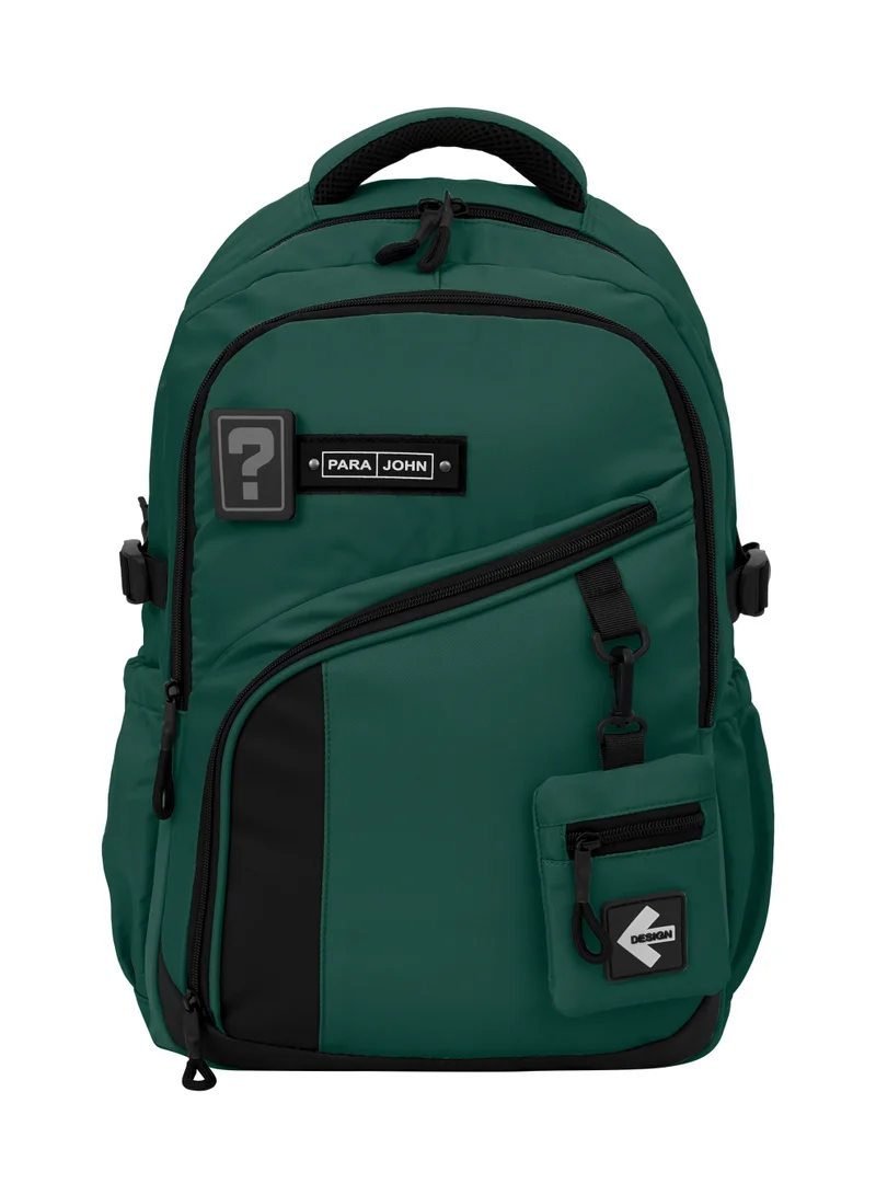 بارا جون Parajohn School Bag 19 Inch for Boys & Girls, Lightweight Backpack with Laptop Compartment, Spacious Storage & Side Bottle Pocket, Green