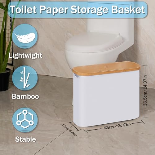 efluky Toilet Paper Storage Toilet Paper Basket with Lid Bathroom Organizer Free Standing Holder Up to 9 Mega Rolls White - Image 3