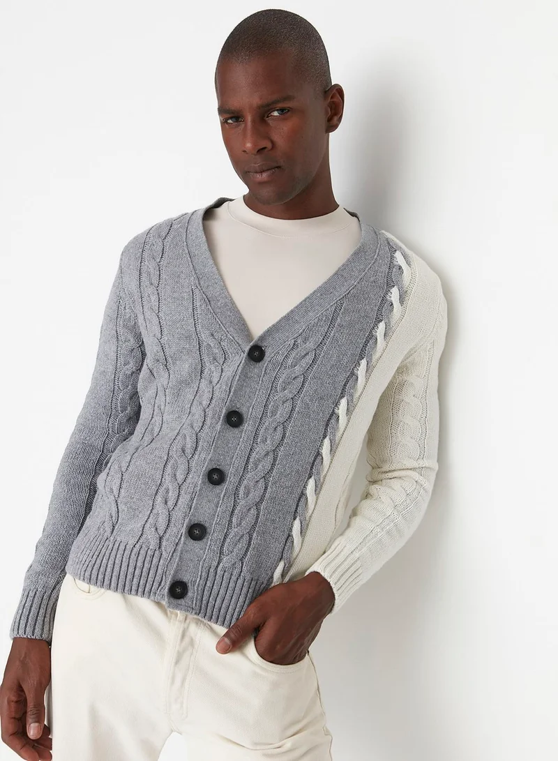trendyol Cable Knit Button Cardigan