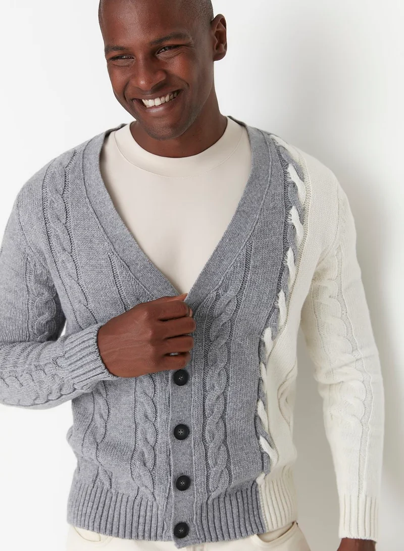 trendyol Cable Knit Button Cardigan