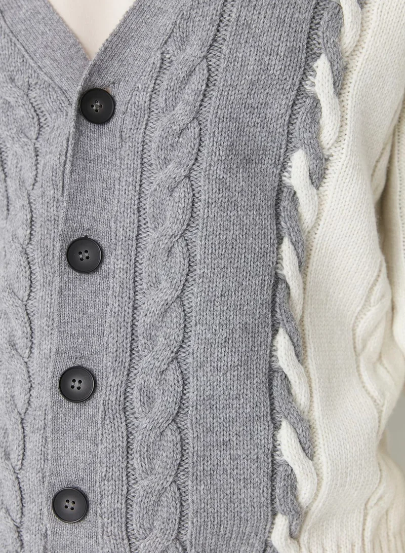 trendyol Cable Knit Button Cardigan
