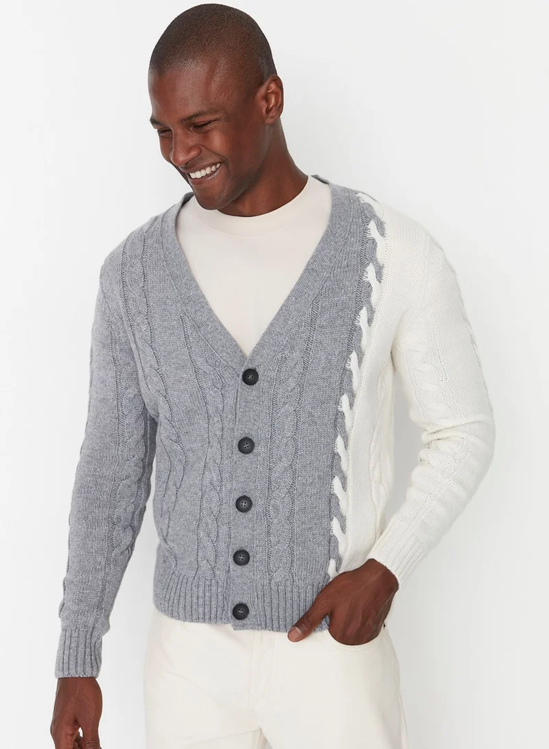 trendyol Cable Knit Button Cardigan