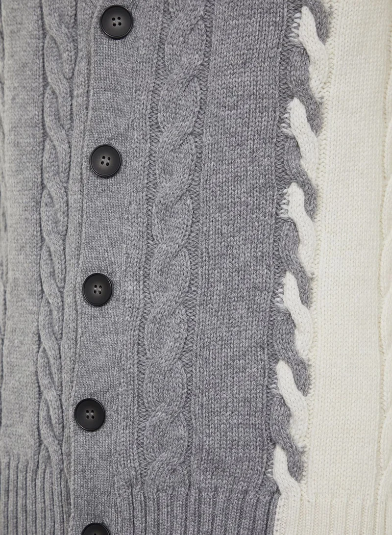 trendyol Cable Knit Button Cardigan