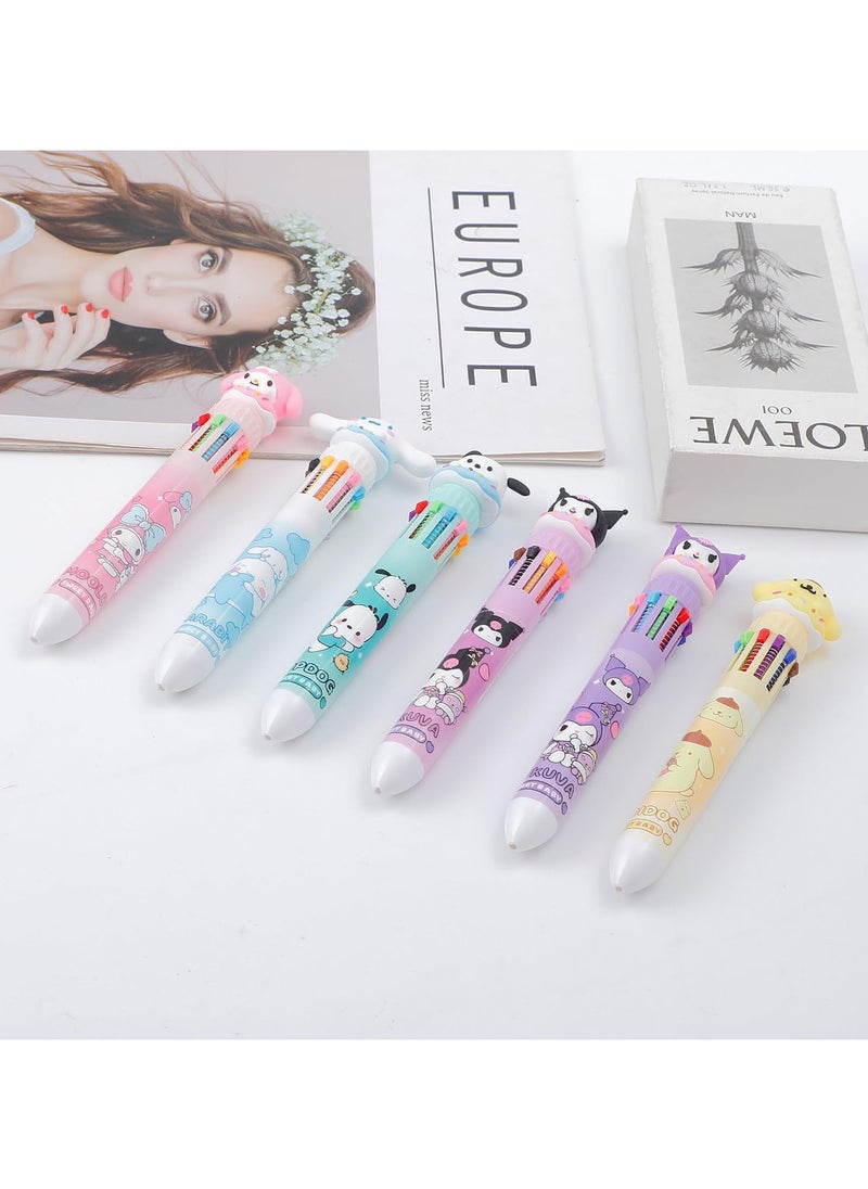 HaHaHai 6PCS Cartoon 10-in-1 Multicolor Ballpoint Pen, For Office School Supplies Cute Stationery Students Children Gift (Pen-10 in 1)  - Image 4